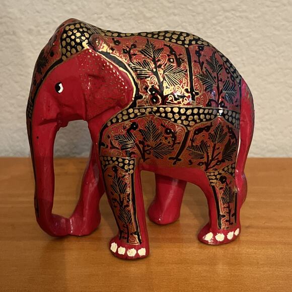 Vintage Indian Folk Art Hand Made Paper Mache Hand Painted Elephant India 5” - Picture 7 of 7